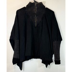 Bohme Long Sleeve Quarter Zip Quilted Black Pullover Sweater Women's Small